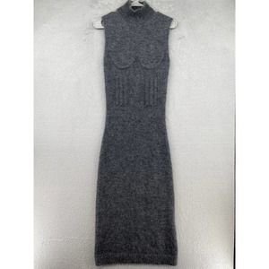 Fendi Cashmere Dress Womens IT 38 USA 2 Gray Knit Mohair Blend Bodycon Mock Neck